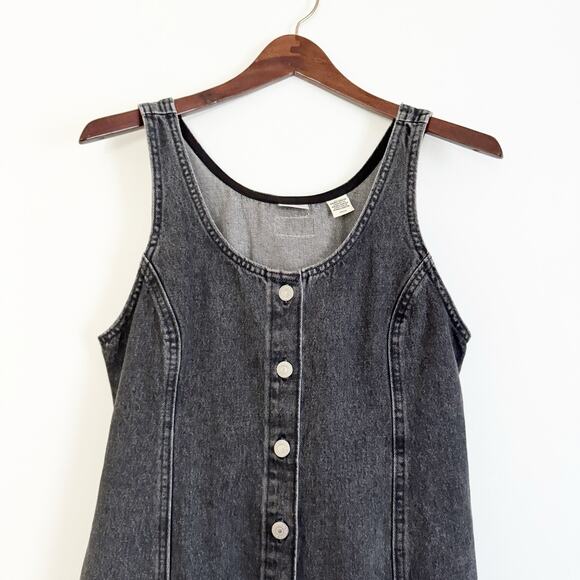 LEVI'S Tuli Denim Front Button Jumper Mini Dress Washed Black Small S - Picture 4 of 10